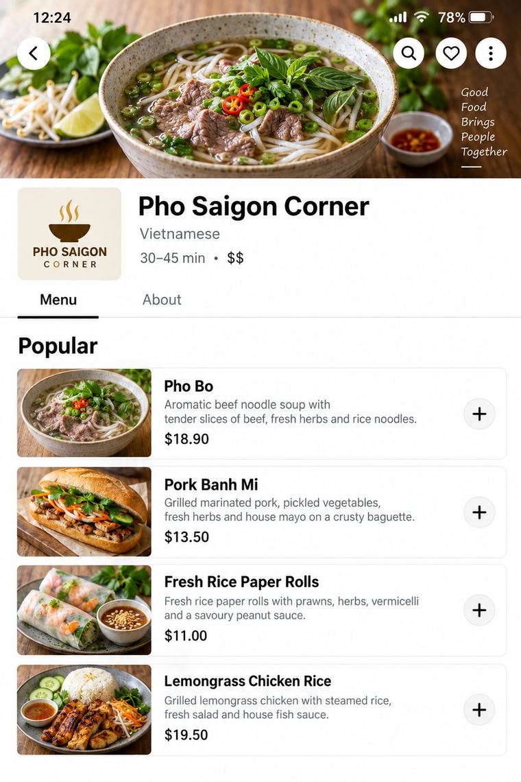 Pho Saigon Corner page after