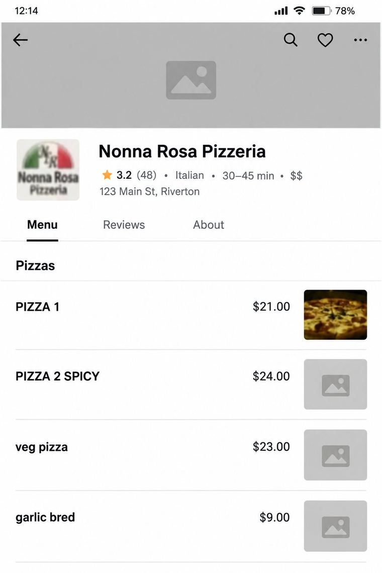 Nonna Rosa Pizzeria page before