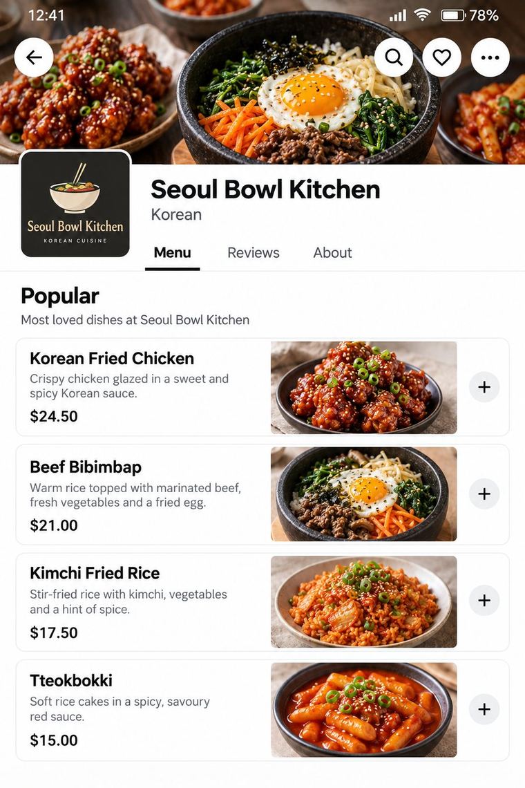 Seoul Bowl Kitchen page after